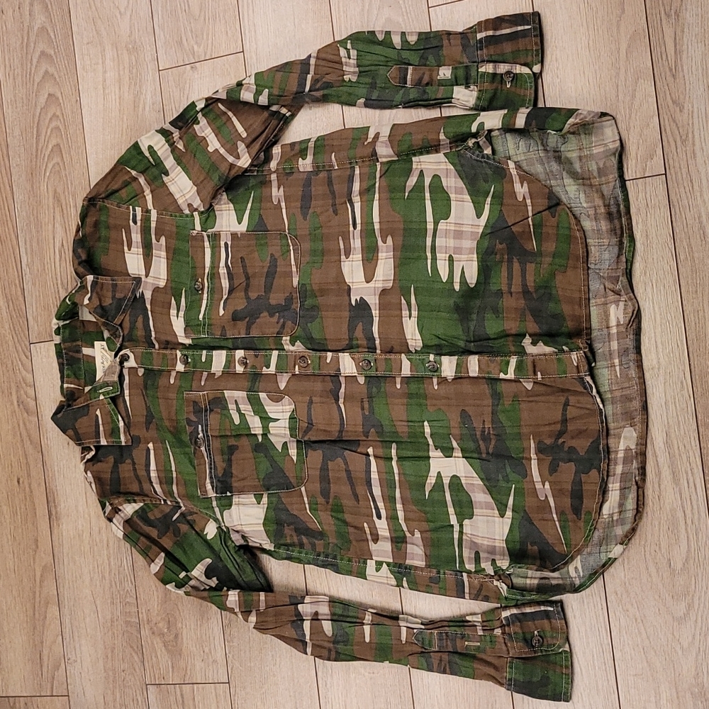 DENIM & SUPPLY Ralph Lauren Green Camo Cotton Sz S Womens Long Sleeve Shirt RARE